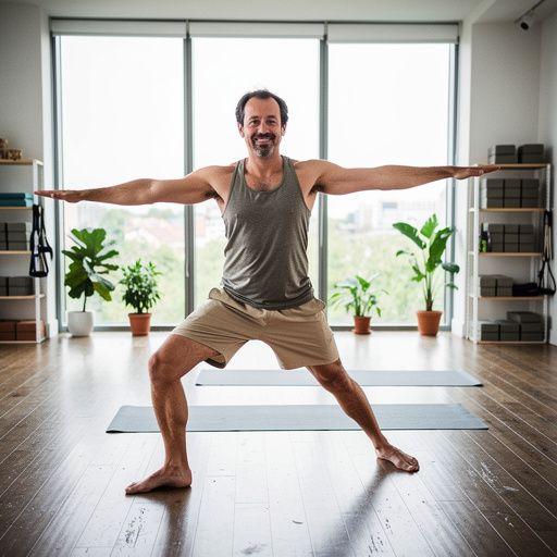 Estiramiento en una postura de yoga que ayuda a aumentar la resistencia ósea.