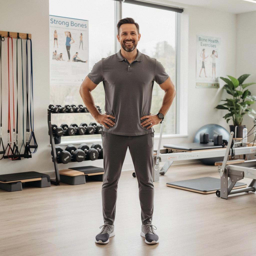 Hombres y mujeres en una sesión de yoga enfocada en la salud de los huesos y el bienestar.